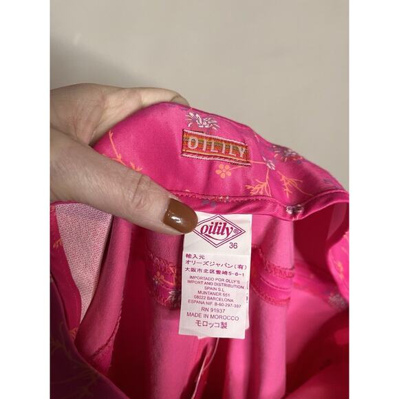 NWT OILILY Womens Vintage Floral Satin Pants Size 36 Spring vibrant Pink XS/S - Picture 5 of 7
